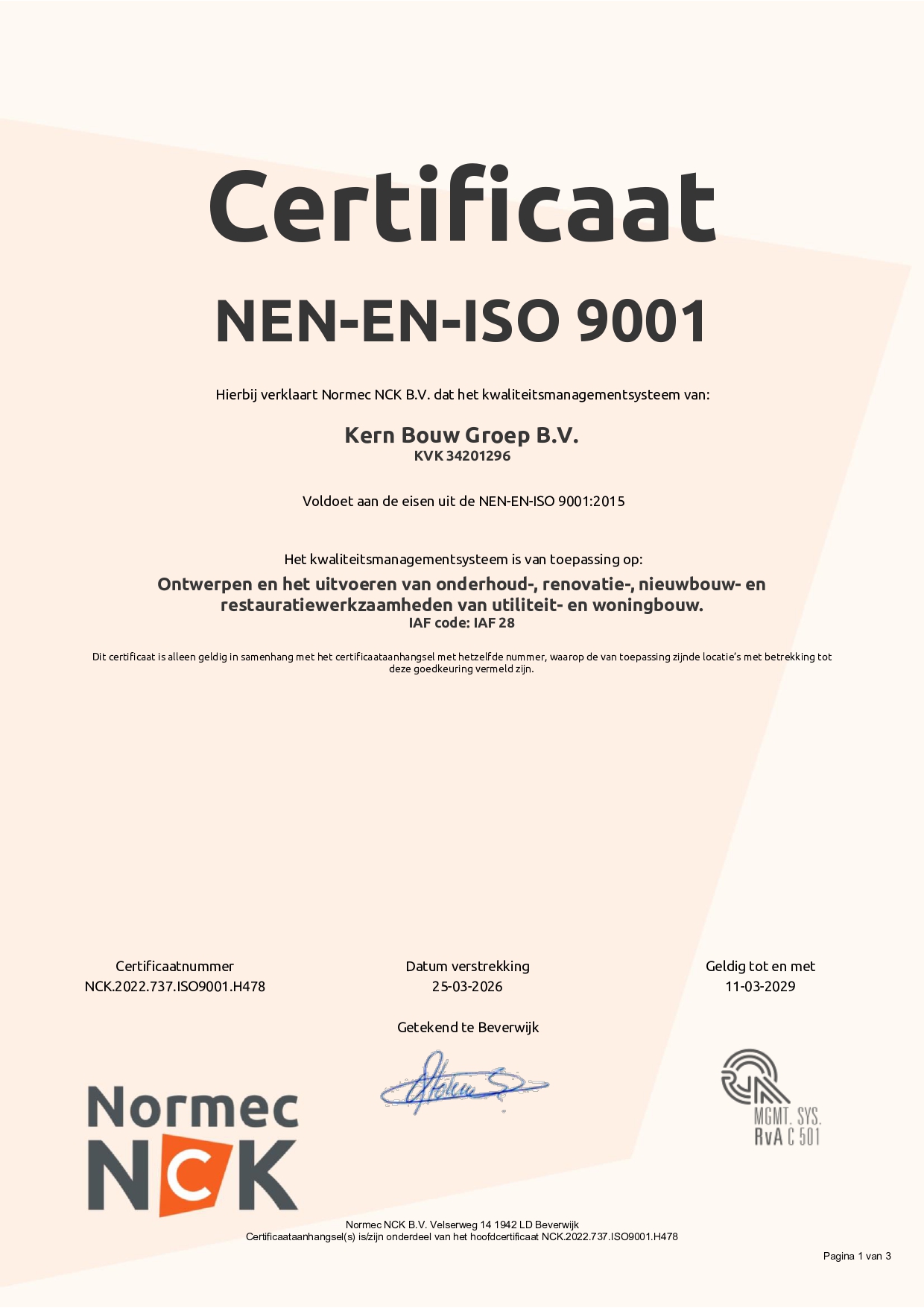 NEN-EN-ISO 9001 Certificaat